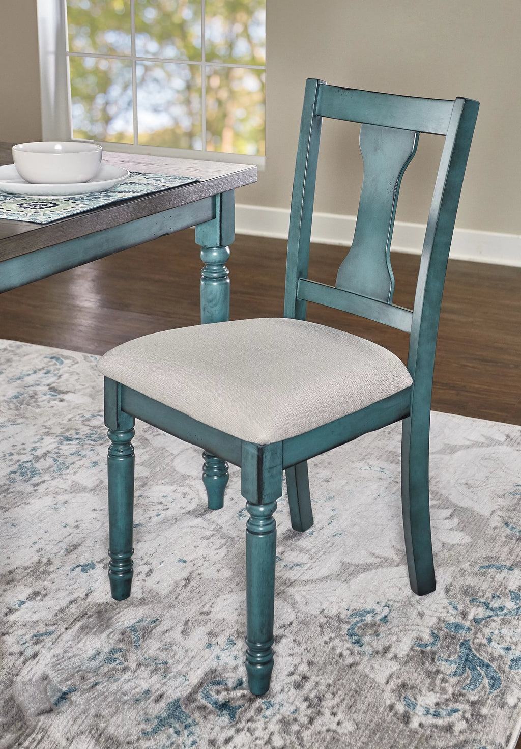 Distressed Teal Blue Dining Chair Set of 2 A55703