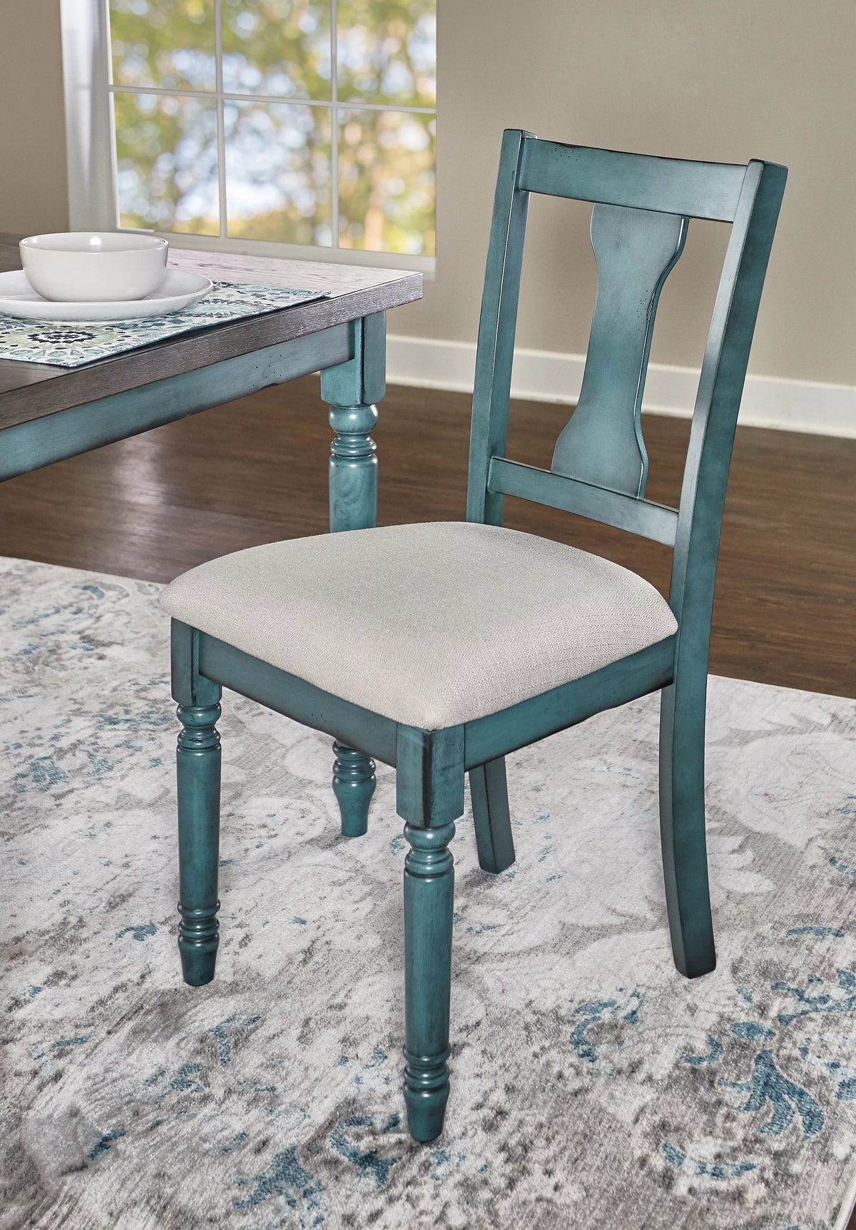 Distressed Teal Blue Dining Chair Set of 2 A55703