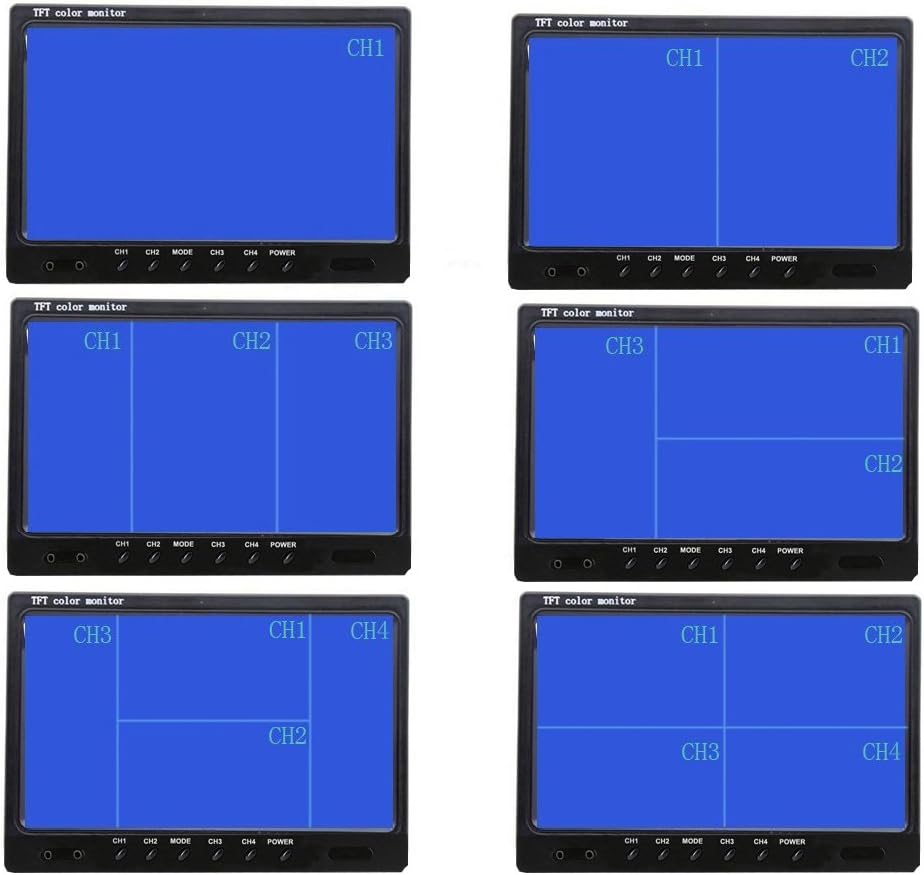 Hard Wired Backup Camera 9'' Quad Split Screen HD Monitor System Pack of 2 R237