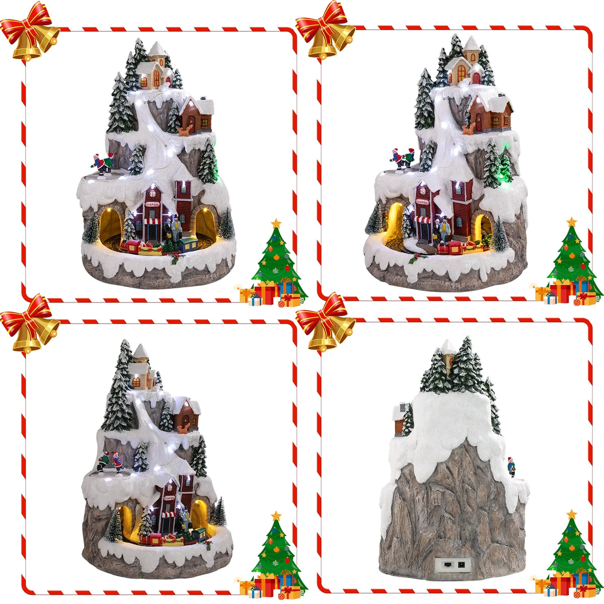 Christmas Village Houses Figurines with USB Motion and Lights G70803