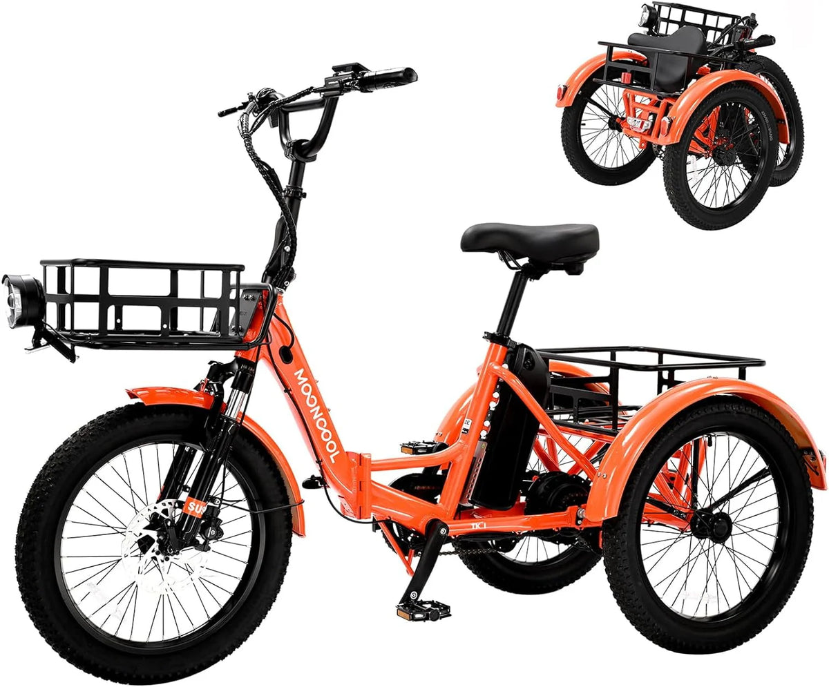 Folding Electric Tricycle 1000W 48V 20 Fat Tire 3 Wheel N343157