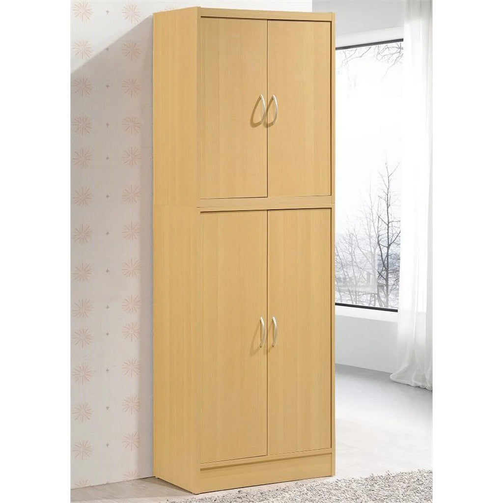 4 Door Kitchen Pantry with 4 Shelves in Beech W53941