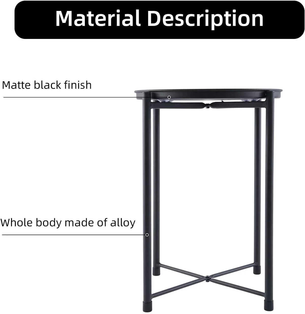 Black Metal Tray End Table A6146