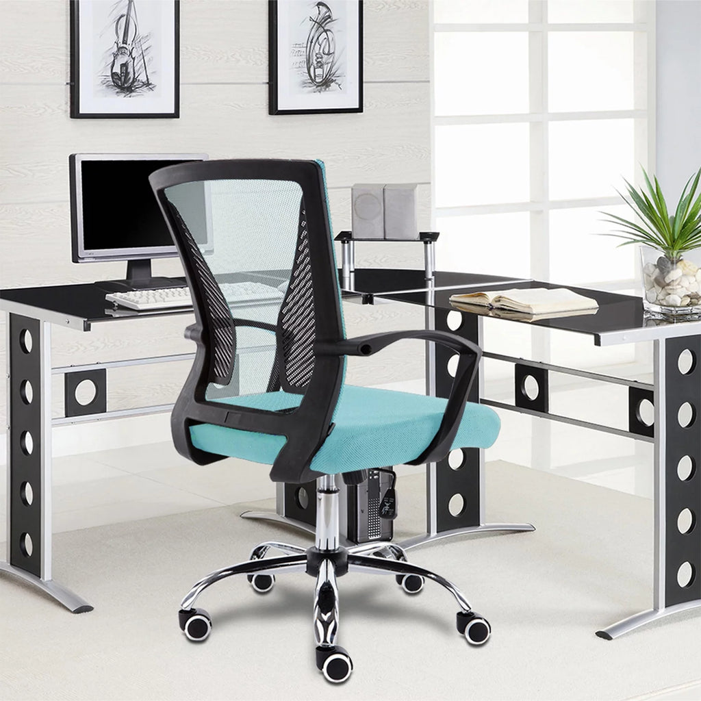 Black & Aqua Ergonomic Mesh Mid Back Office Chair X77735