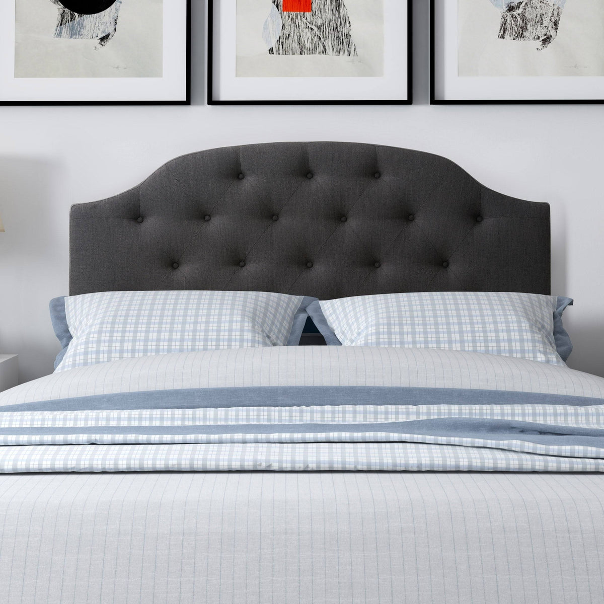 Tufted Light Gray Fabric Headboard W303