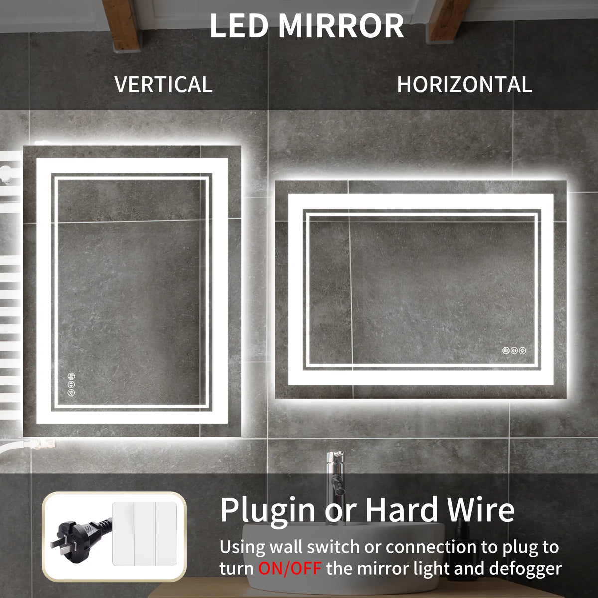 36 x 24 Inch LED Bathroom Mirror S189109