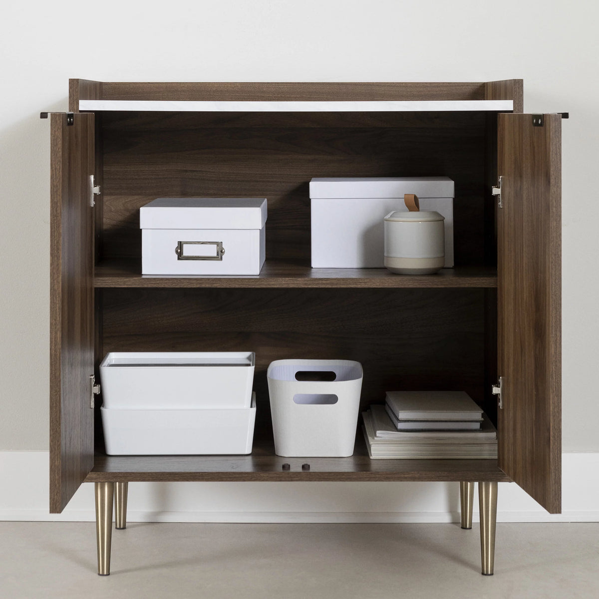 Brown Mid-century Glam Cabinet J3585