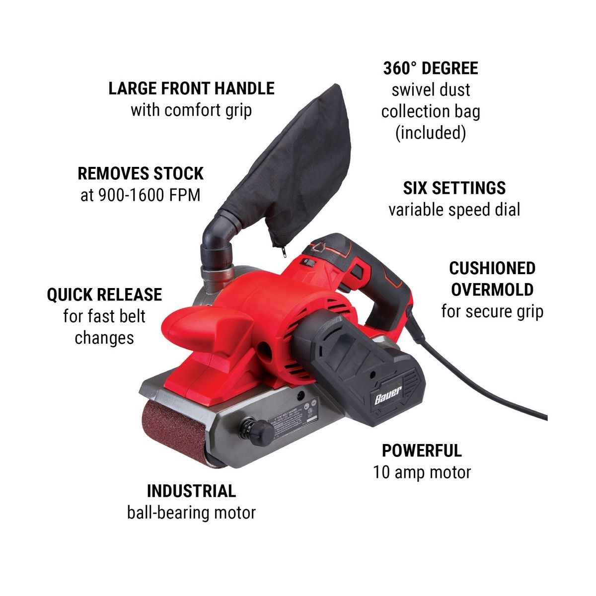 10 Amp 4 in. x 24 in. Variable-Speed Belt Sander Z436867