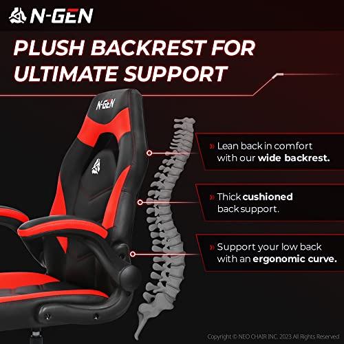 Black Ergonomic PU Leather Gaming Chair with Lumbar Support A70054