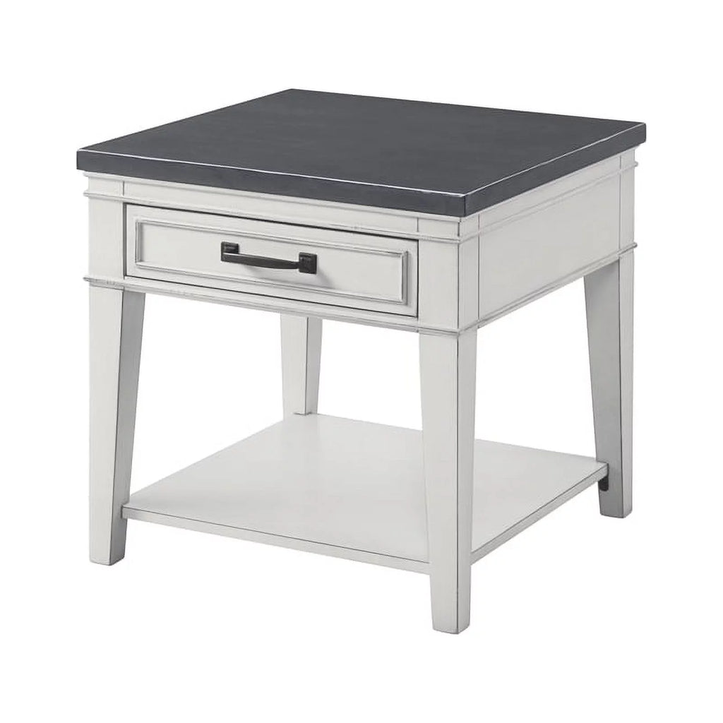 White and Grey 1 Drawer End Table O911436