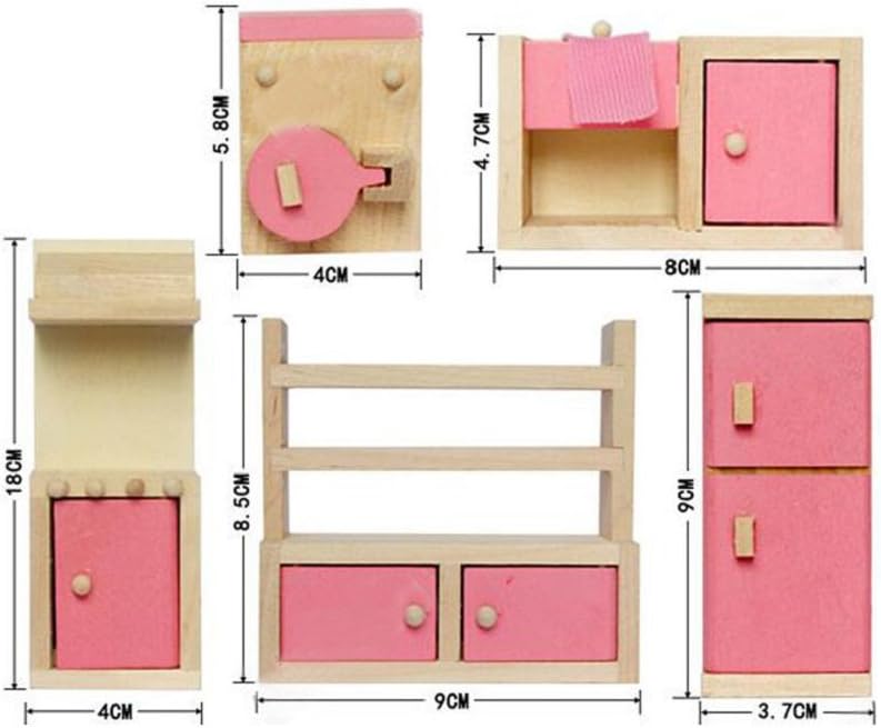 Pink Wooden Dollhouse Furniture Set G59138