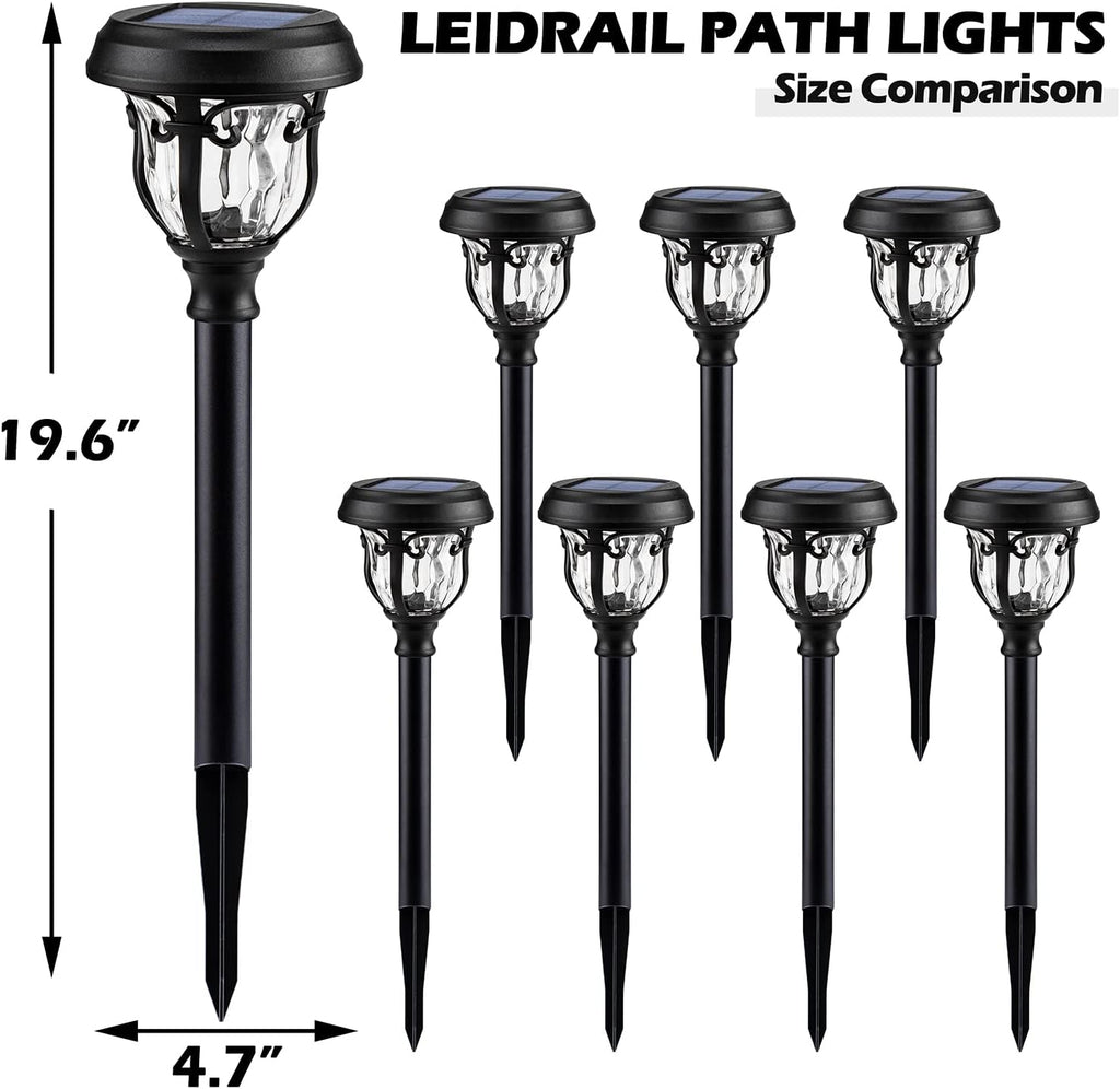 8 Pack 2 Modes Metal Glass Waterproof Solar Pathway Lights H576