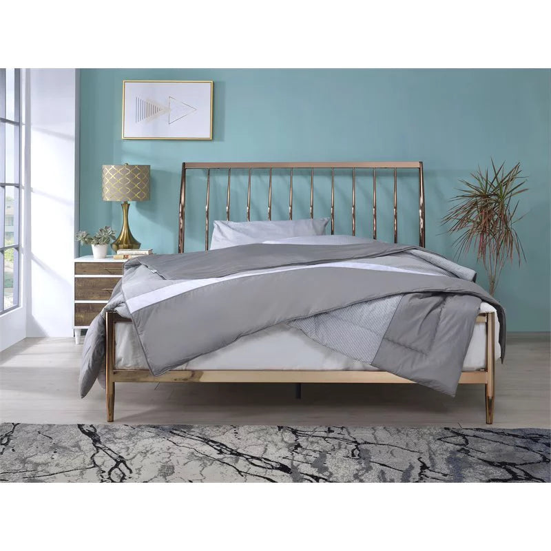 Contemporary Queen Metal Frame Sleigh Bed P665980