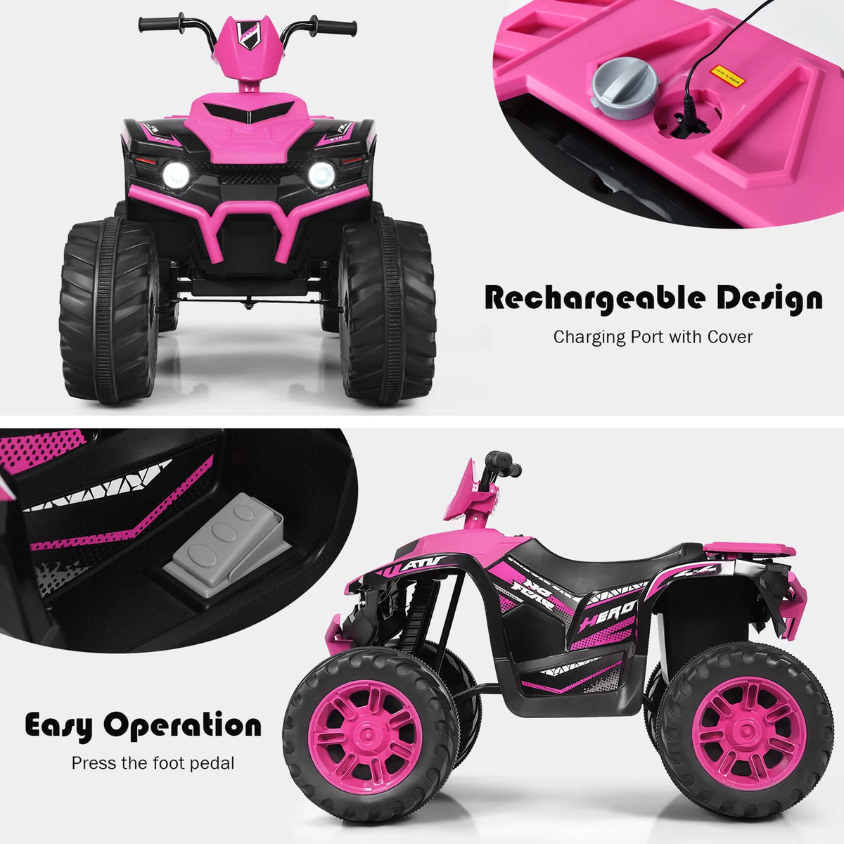 12V Electric Kids Ride On ATV 4-Wheeler Quad H301