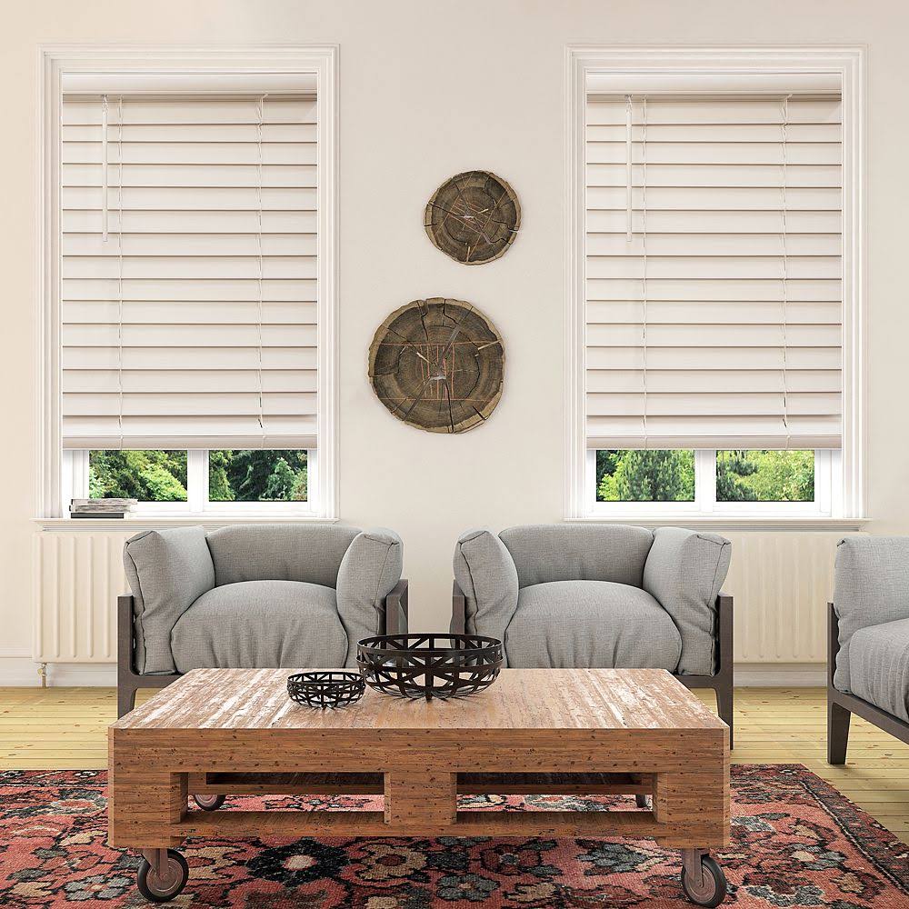 White 48-in. Faux Wood Cordless Blinds I2045