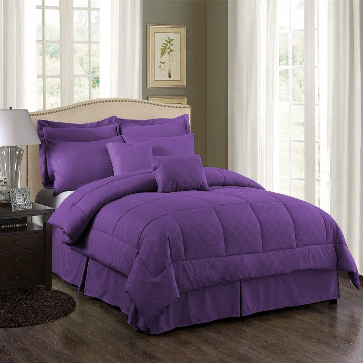 10 Piece Solid Color Microfiber Comforter and Sheets Set King Cal King T481621