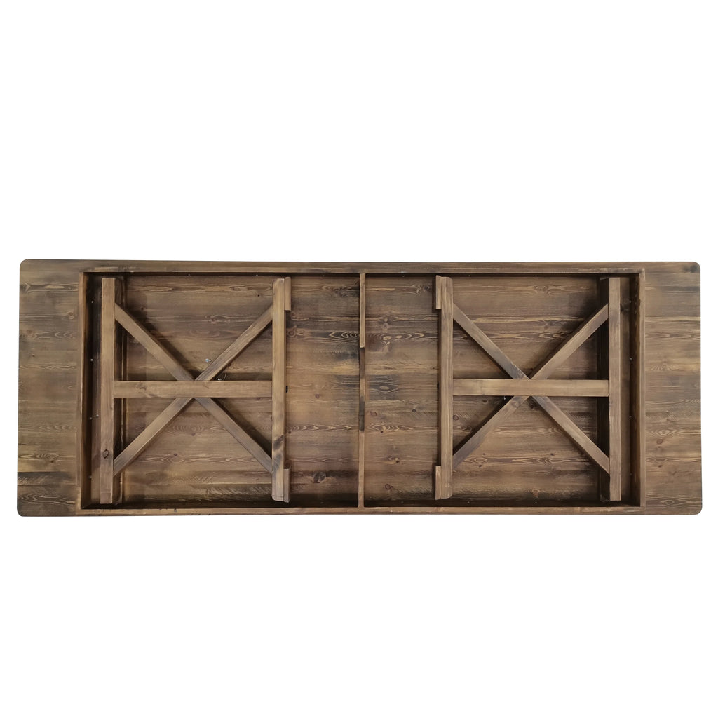 Rectangular Solid Pine Folding Farm Table with Crisscross Legs D28600