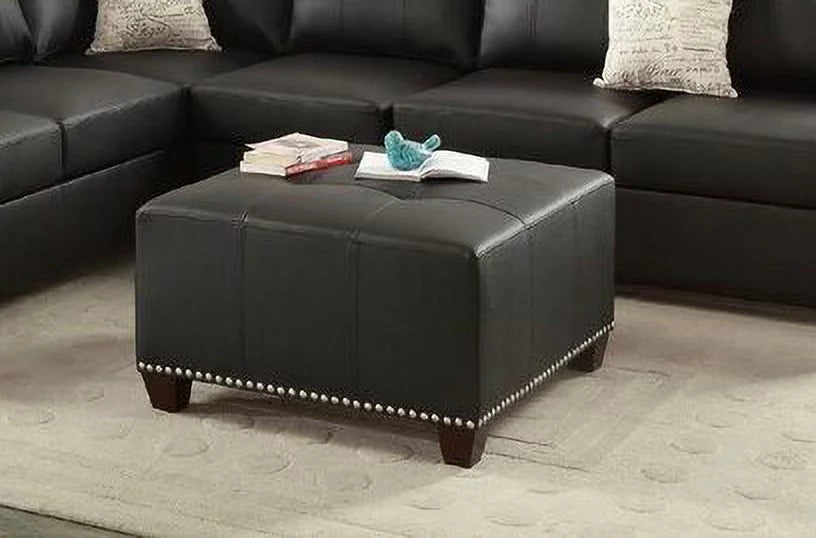 Black Bonded Leather Ottoman T290