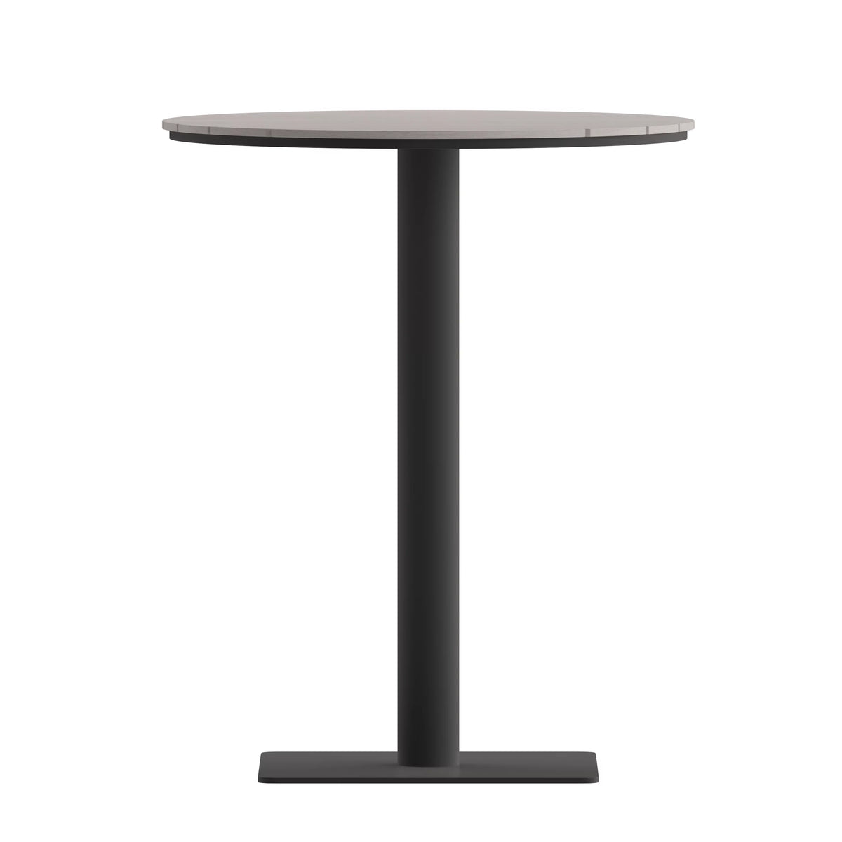 Round 24" Faux Teak Poly Slats Steel Frame Table T41230