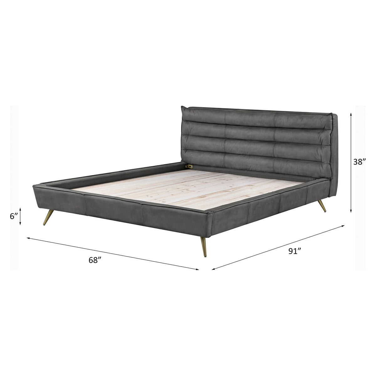 Queen Bed in Gray Top Grain Leather T895