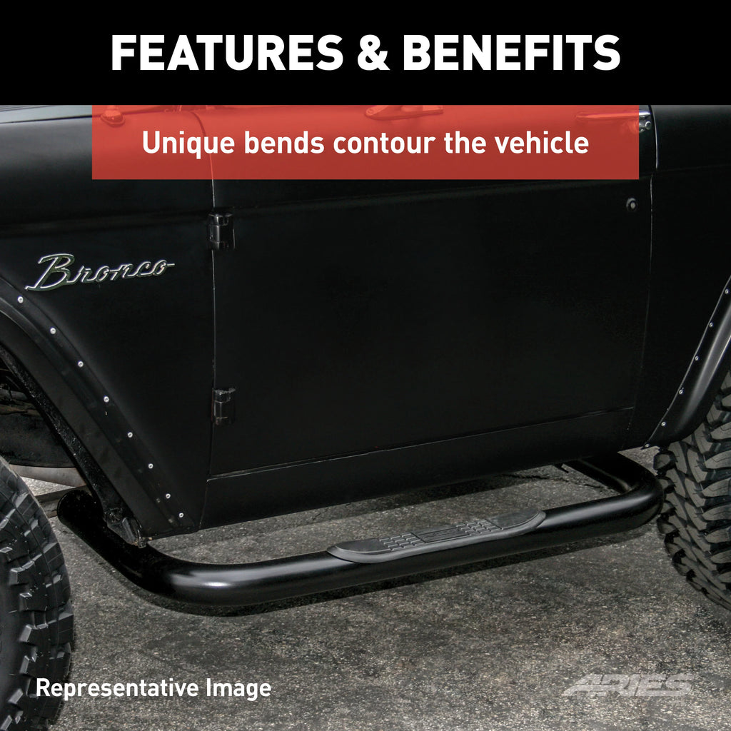 3-Inch Round Black Steel Nerf Bars A463