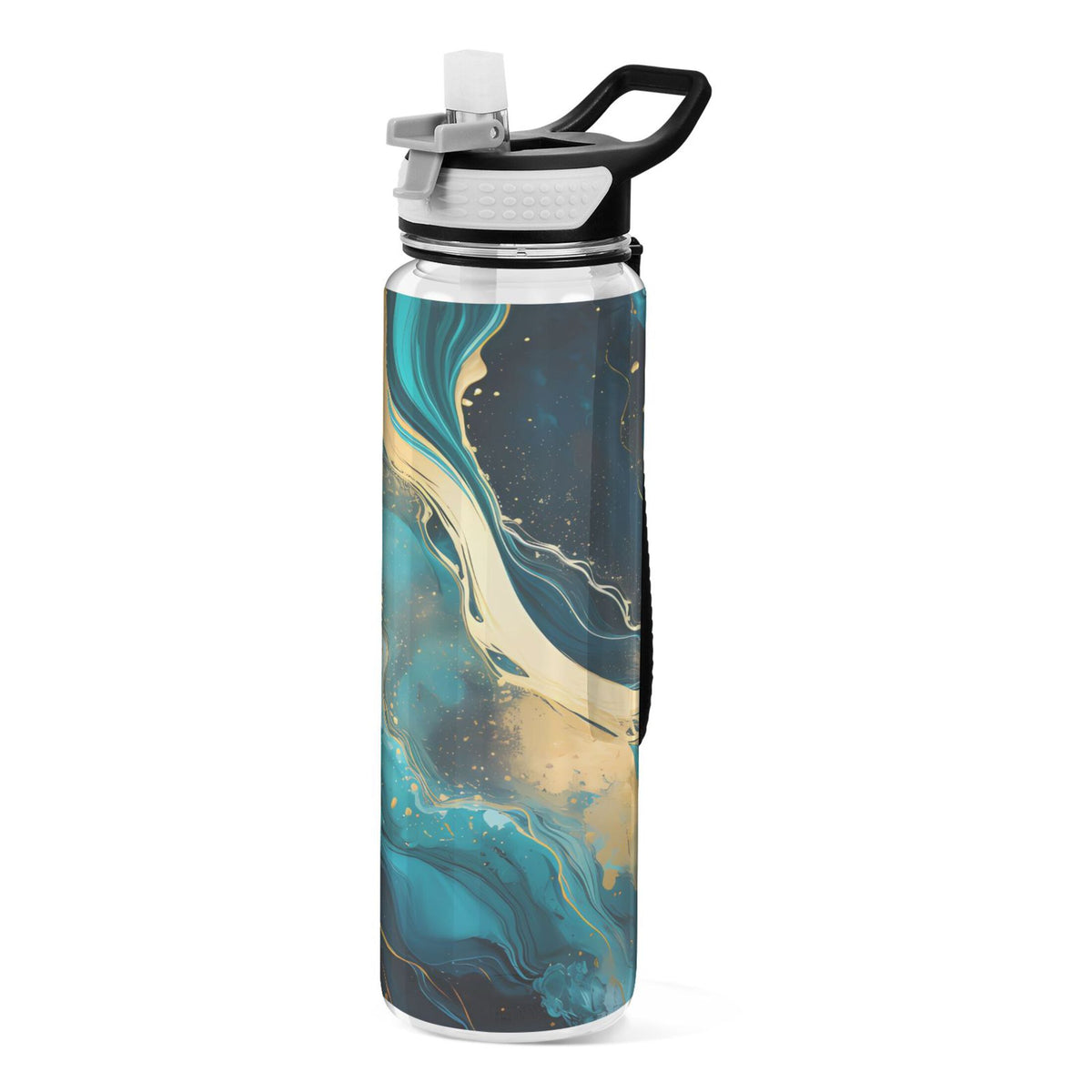 Green Marble and Golden 32oz Tritan Leakproof Sports Bottle with Straw T334105