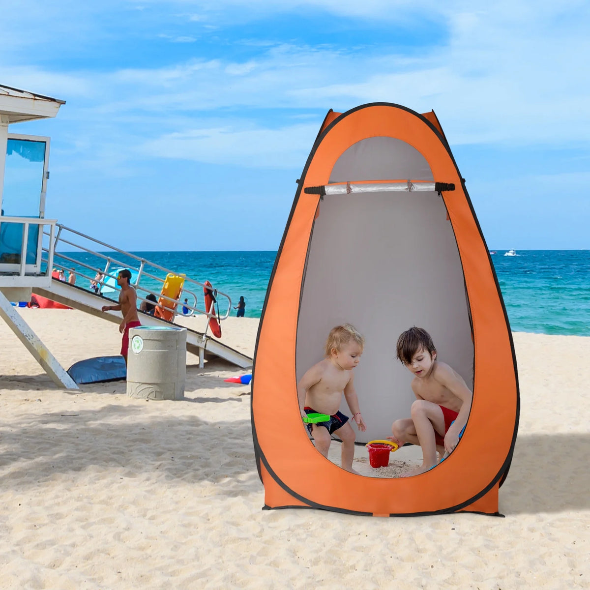 Orange Pop Up Shower Tent with Carrying Bag O618560