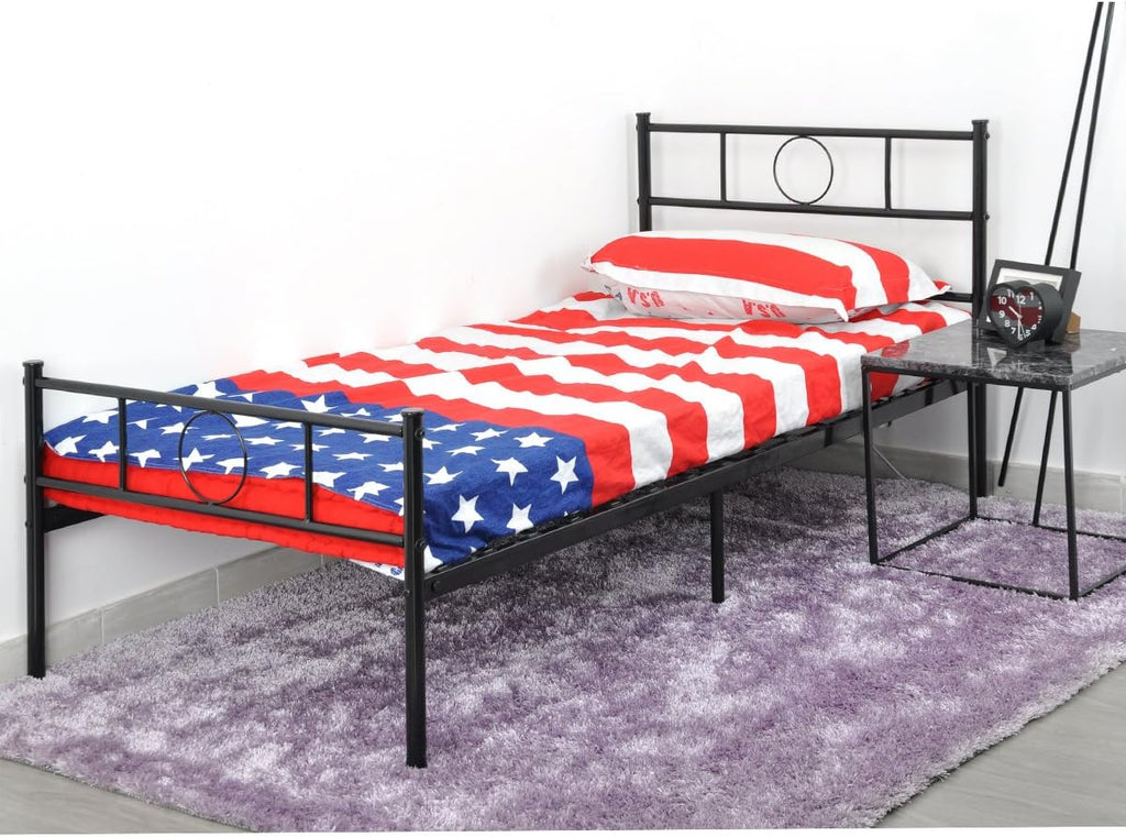 Black Metal Platform Bed Frame with Headboard and Footboard Twin Size C3805