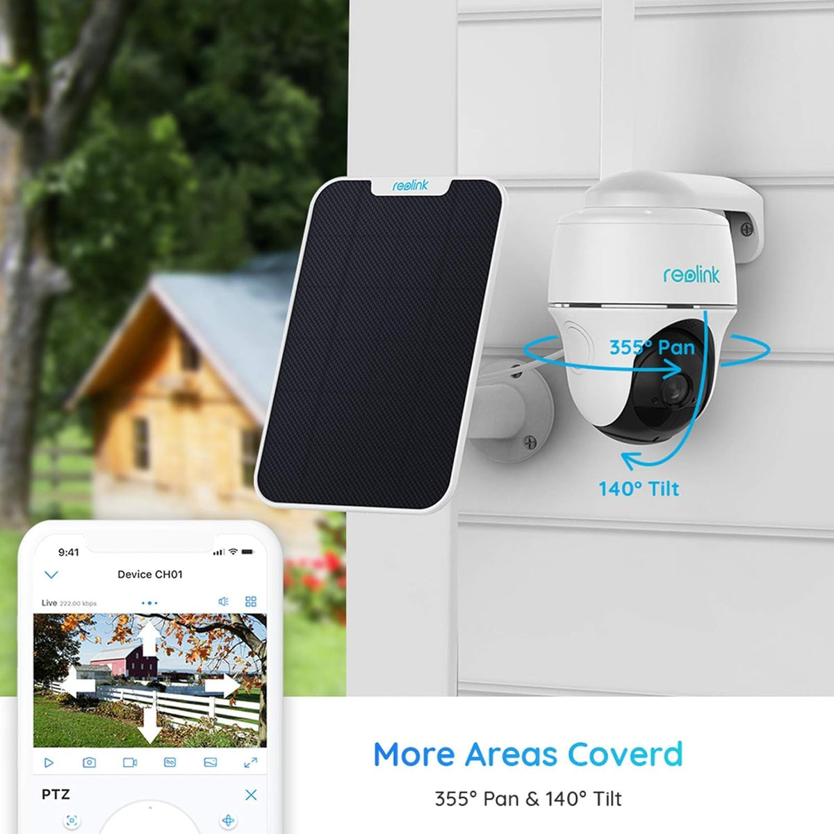 Outdoor Security Camera System Pan Tilt 3G/4G LTE Solar Battery Powered Camera with Solar Panel G498618