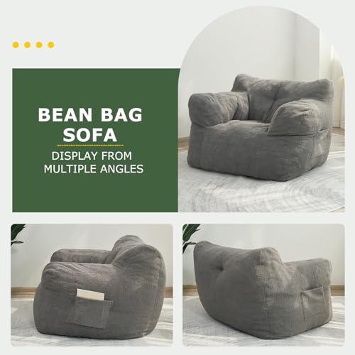 Giant Bean Bag Chair with Pocket Armrests F573