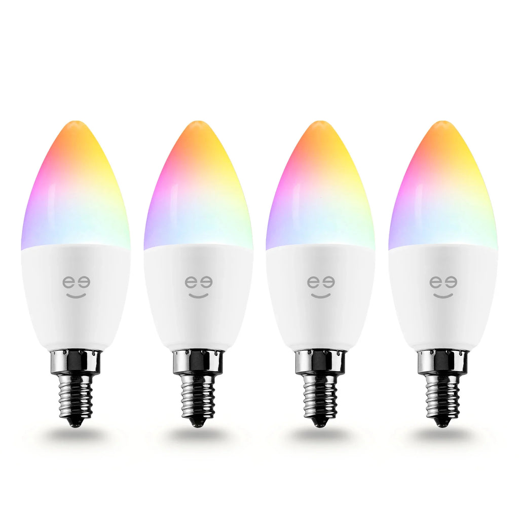 Wi-Fi LED Smart Bulb, 4W, E12 Base, Tunable and Dimmable RGB Bulb (4 Pack) C58860