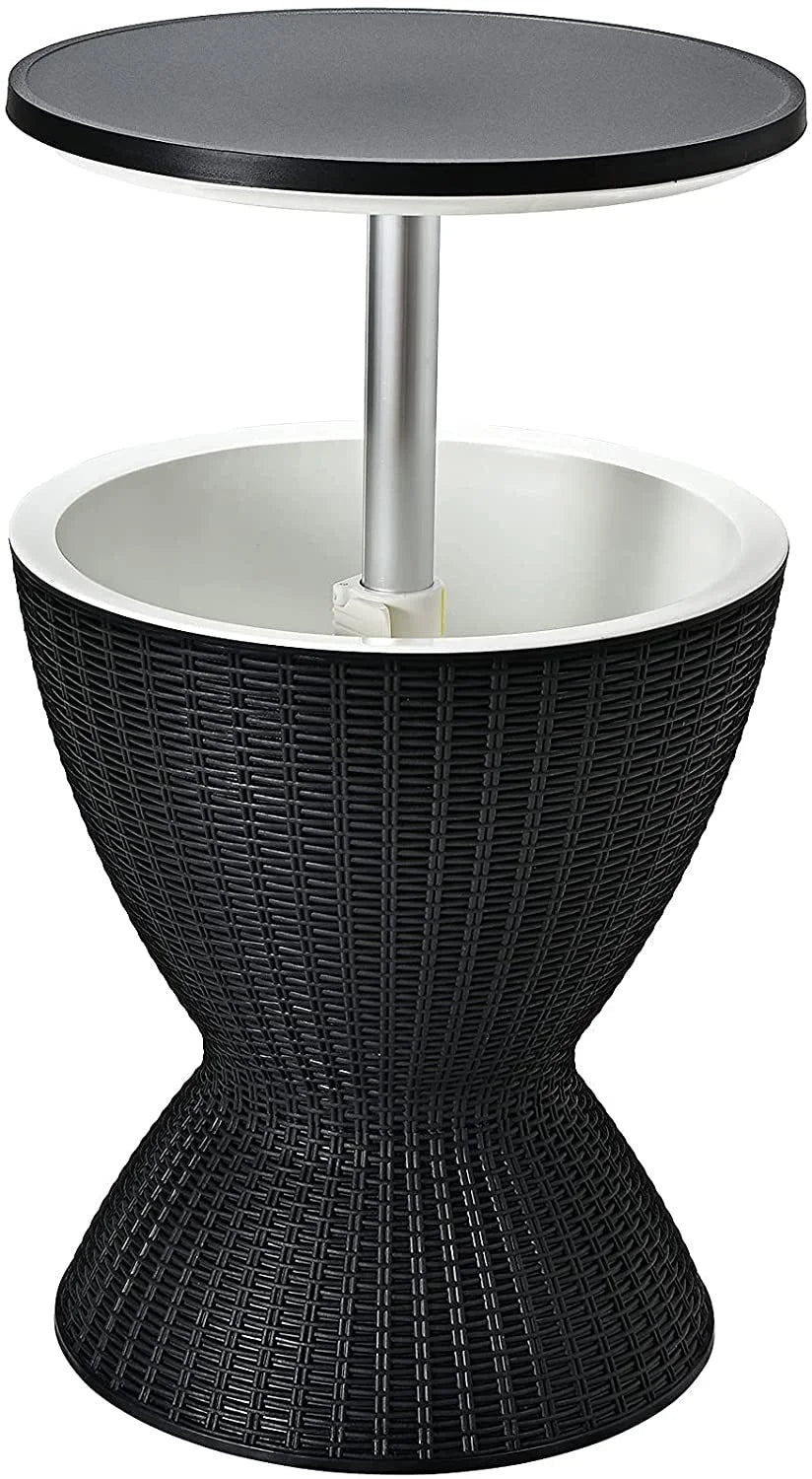 Black Rattan Style Cool Bar Table with 8 Gallon Cooler G441795