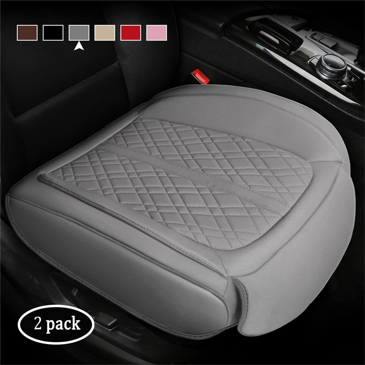 2Piecs PU Leather Car Seat Cover Protector with Footrest (Red) K57213