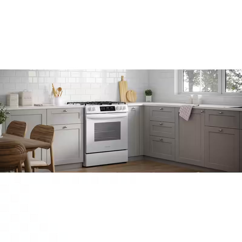 5 Burners Slide in Gas Range with Steam Clean in White X194