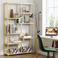 Modern 8-Open Shelf White Gold Bookcase Y99854
