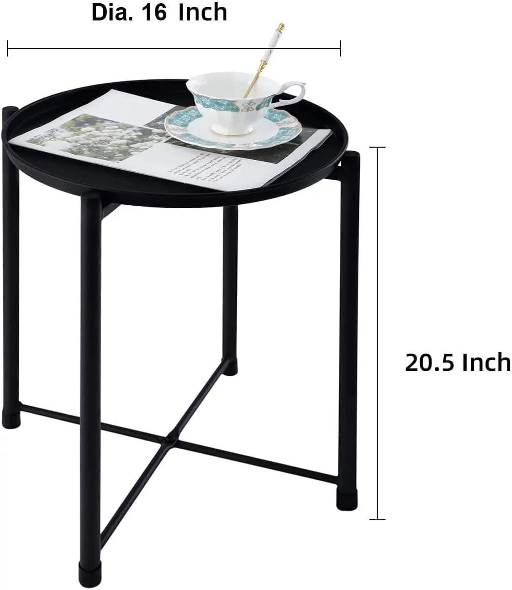 Black Metal Tray End Table A6146