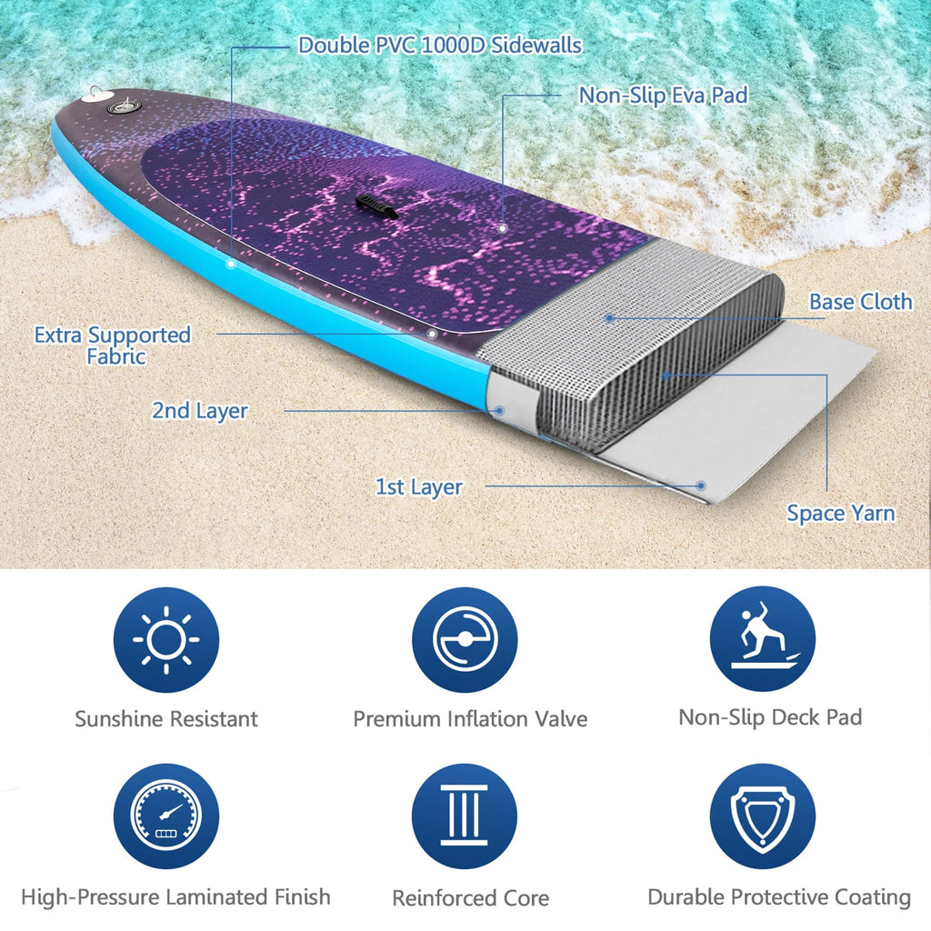 10.5 ft Inflatable Stand-Up Paddle Board Non-Slip Deck O4822
