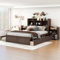 Full Size Wood Storage Bed with Bookcase Headboard and Trundle J492036