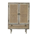 38 Inch Acacia Wood Cabinet with Cane Front F222