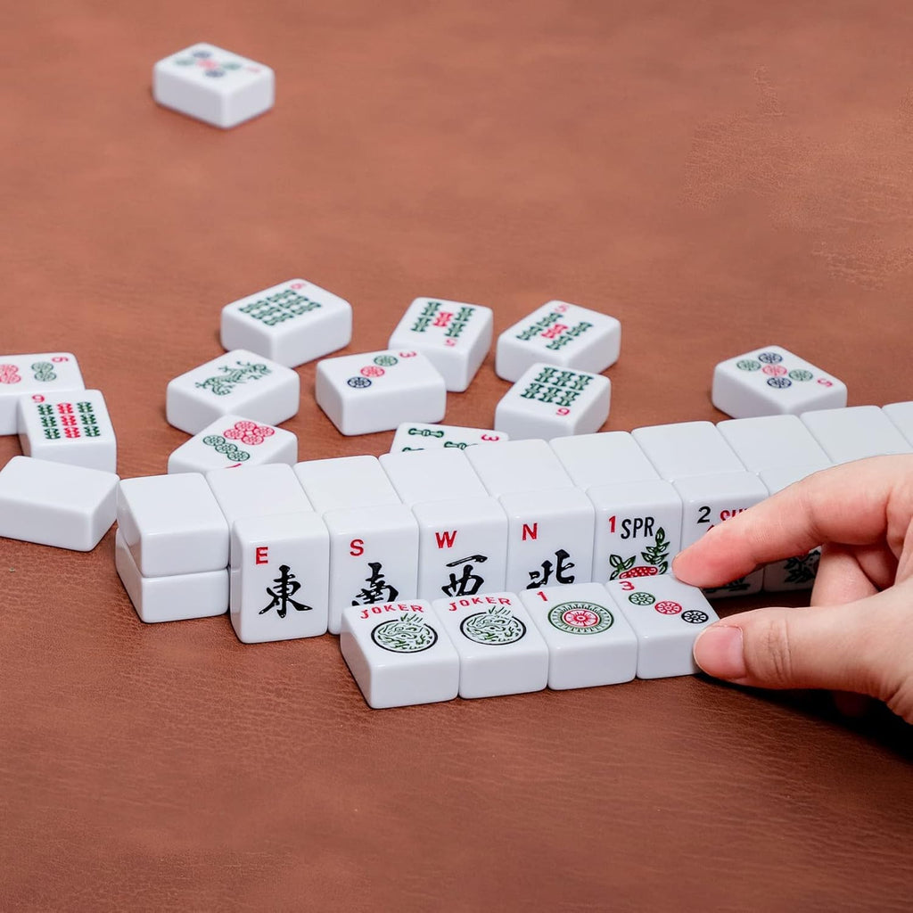 166 White Tiles Mahjong Set with Soft Bag and 4 Racks P37527