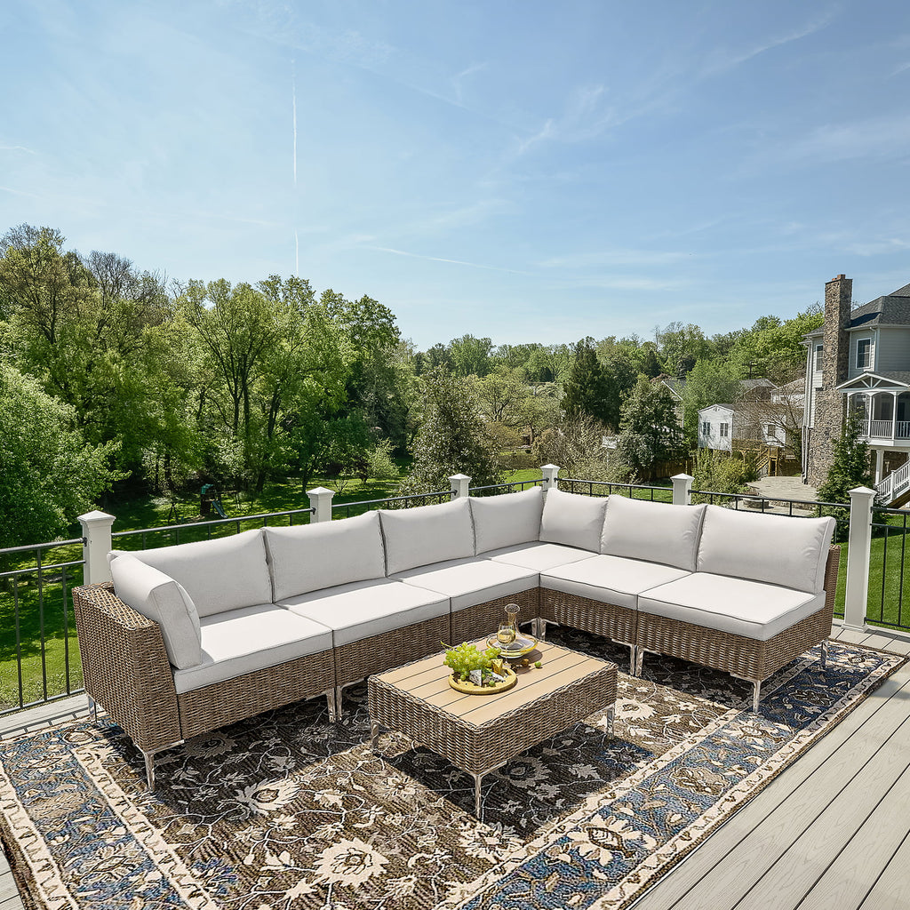7 Piece Patio Furniture Set with Soft Cushion W415