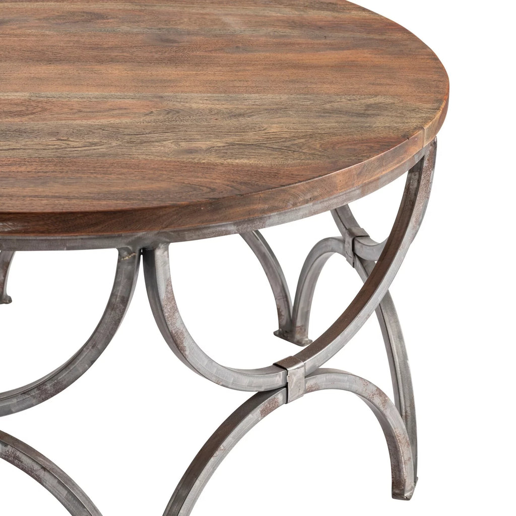 Mango Wood and Steel Round Cocktail Table V61719