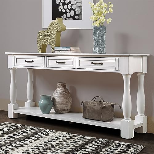 63" Console Table with 3 Drawers and 1 Bottom Shelf, Light Espresso G14081