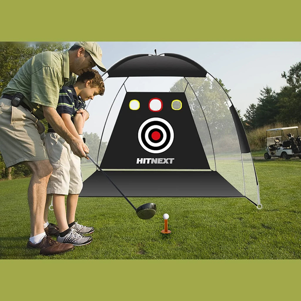 Golf Practice Net with Turf and Target Pockets U43969
