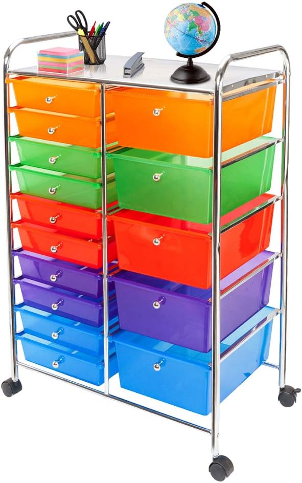 15-Drawer Rolling Organizer Cart, Multicolor, Pack of 2 A45821
