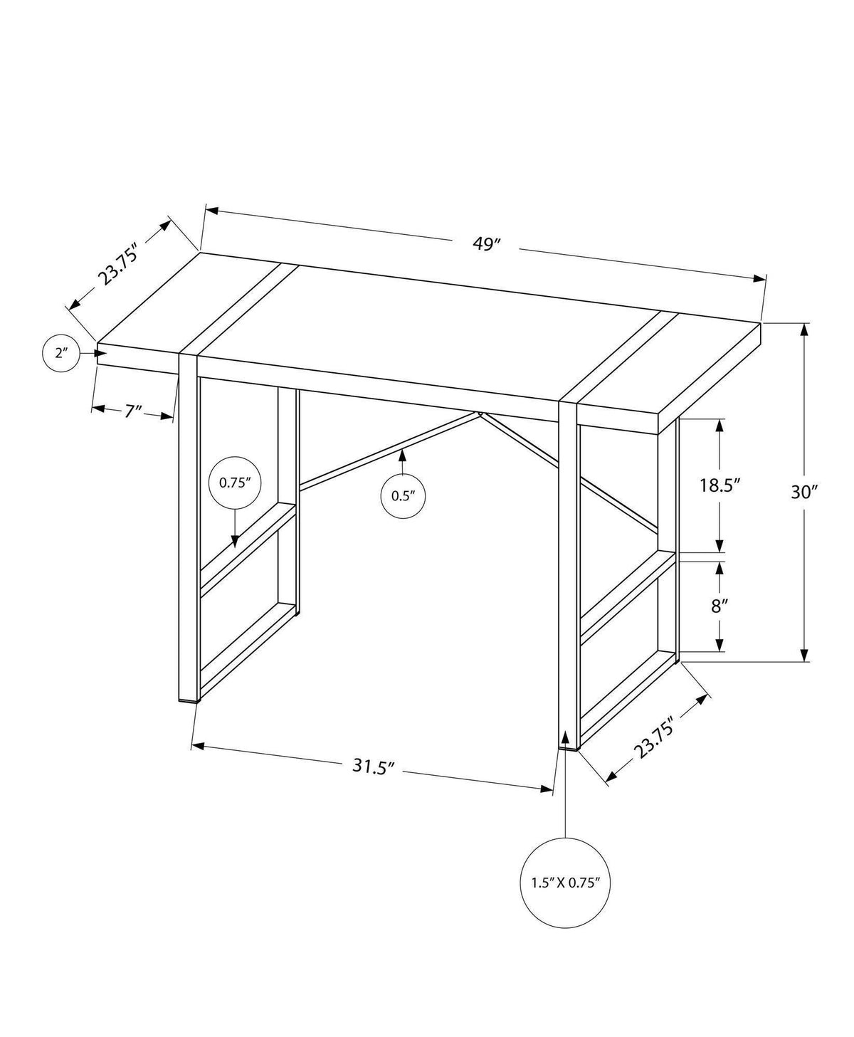 Taupe Black Particle Board Metal Computer Desk D917080