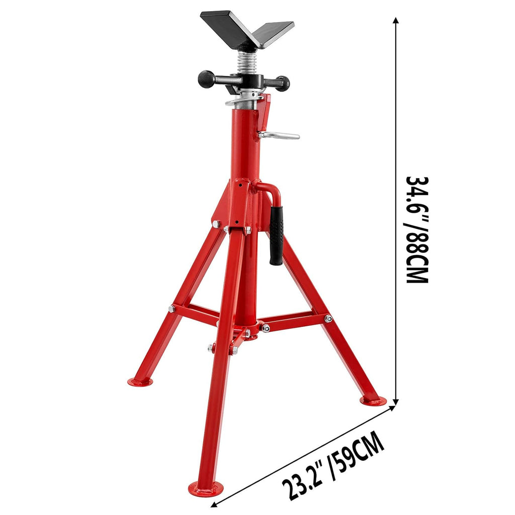 V Head Pipe Stand, Adjustable Height 24-42, 2500 lb. Load Capacity, Carbon Steel Y6498