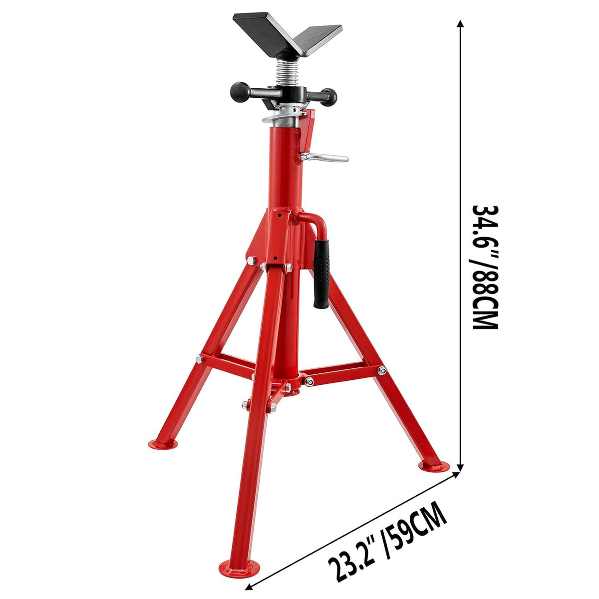 V Head Pipe Stand, Adjustable Height 24-42, 2500 lb. Load Capacity, Carbon Steel Y6498