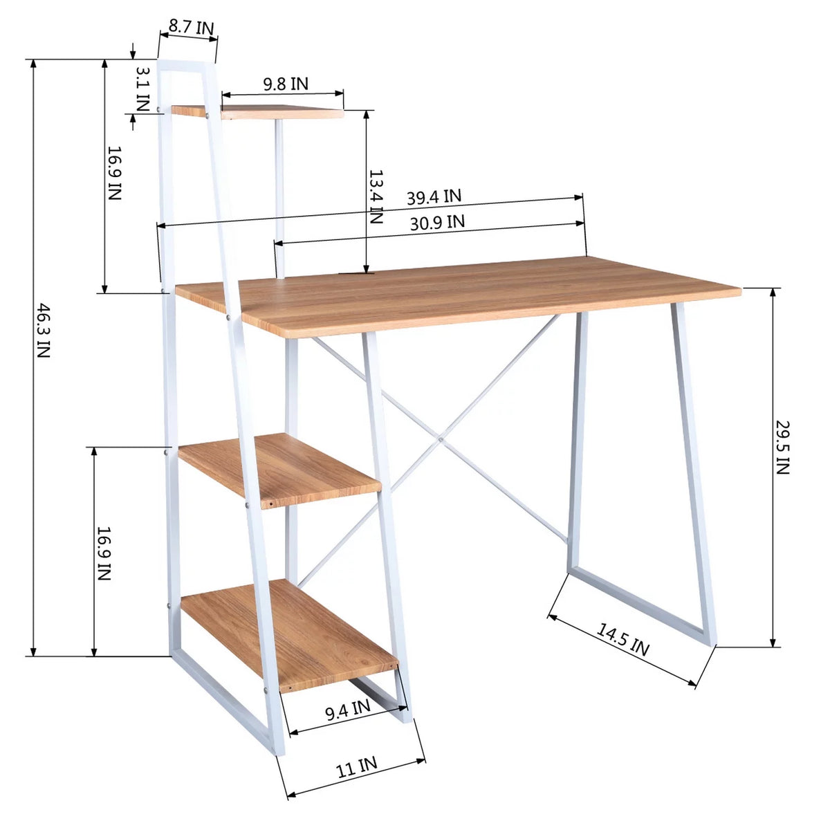 40'' Oak Computer Desk with Open Shelves I30325