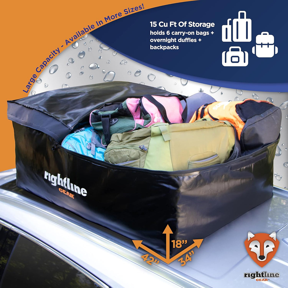 15 cu ft 100% Waterproof Car Top Carrier E275852